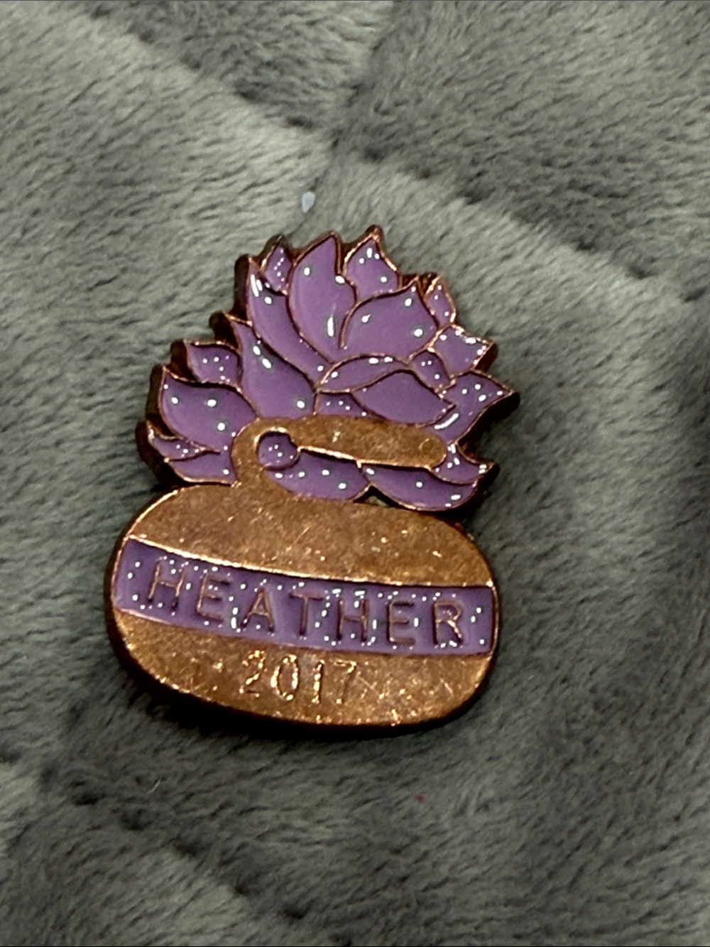 Personalized Heather Purple Succulent Enamel Pin